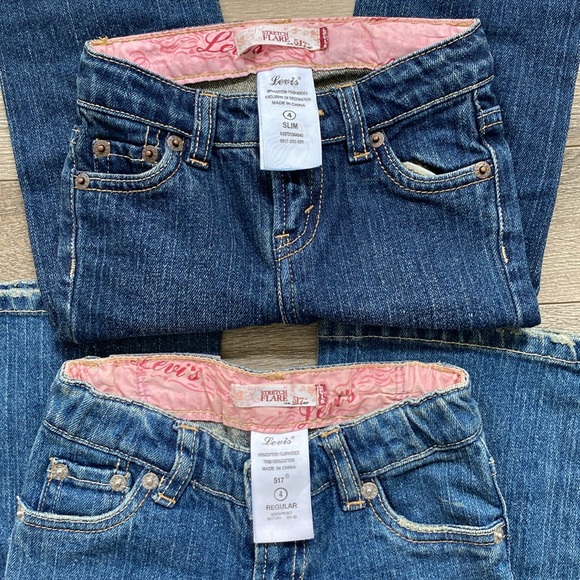 ⭐️3 for $25⭐️ Levi stretch flare size 4 girls /  2 pcs bundle - Picture 1 of 3